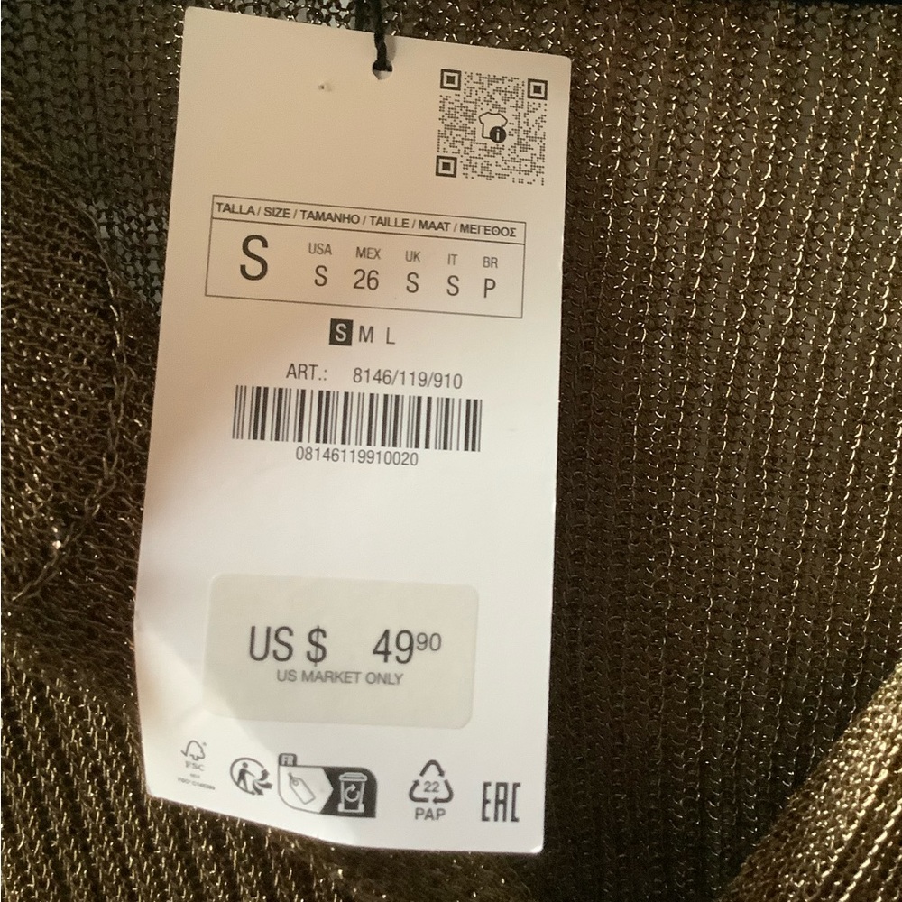 Zara Gold Ribbed Blouse - Picture 4 of 10